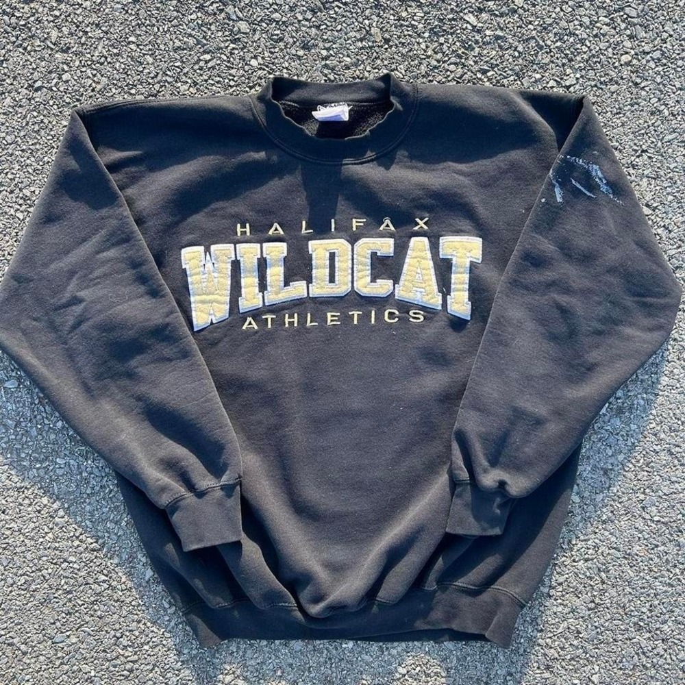 Halifax Wildcats crewneck sweatshirt in black and yellow